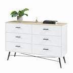 6-Drawer Chest of Drawers with Metal Legs, 47.2 inch Wide