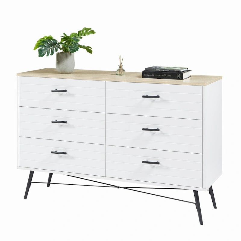 6-Drawer Chest of Drawers with Metal Legs, 47.2 inch Wide
