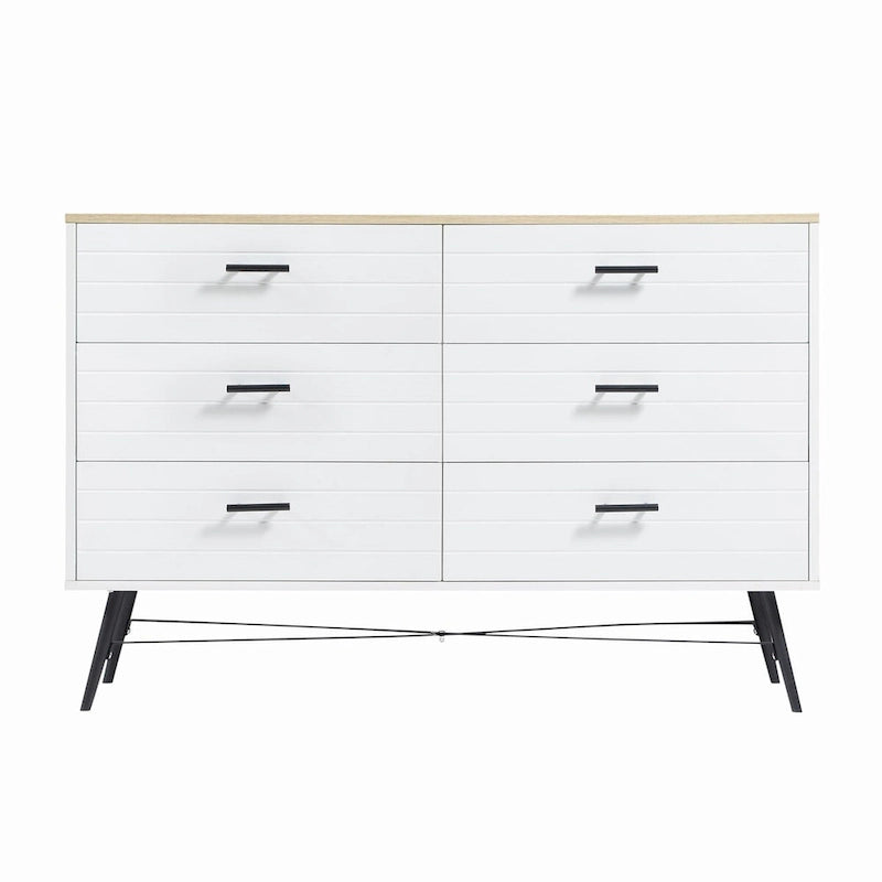 6-Drawer Chest of Drawers with Metal Legs, 47.2 inch Wide