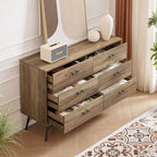 6-Drawer Chest of Drawers with Metal Legs, 47.2 inch Wide