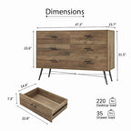 6-Drawer Chest of Drawers with Metal Legs, 47.2 inch Wide
