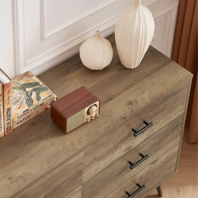 6-Drawer Chest of Drawers with Metal Legs, 47.2 inch Wide