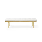 Goldtone Faux Leather Upholstered Bench