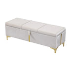 Upholstered Storage Ottoman Bench with Metal Legs