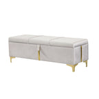 Upholstered Storage Ottoman Bench with Metal Legs