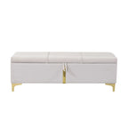 Upholstered Storage Ottoman Bench with Metal Legs