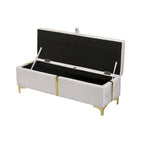 Upholstered Storage Ottoman Bench with Metal Legs