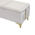 Upholstered Storage Ottoman Bench with Metal Legs