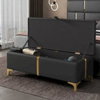 Upholstered Storage Ottoman Bench with Metal Legs