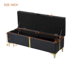 Upholstered Storage Ottoman Bench with Metal Legs