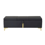 Upholstered Storage Ottoman Bench with Metal Legs