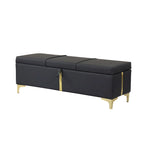 Upholstered Storage Ottoman Bench with Metal Legs