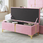 Upholstered Storage Ottoman Bench with Metal Legs