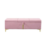 Upholstered Storage Ottoman Bench with Metal Legs