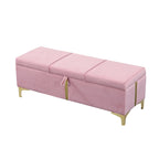 Upholstered Storage Ottoman Bench with Metal Legs