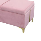 Upholstered Storage Ottoman Bench with Metal Legs