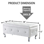 Upholstered Storage Ottoman Bench with Crystal Button Detail