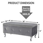 Upholstered Storage Ottoman Bench with Crystal Button Detail