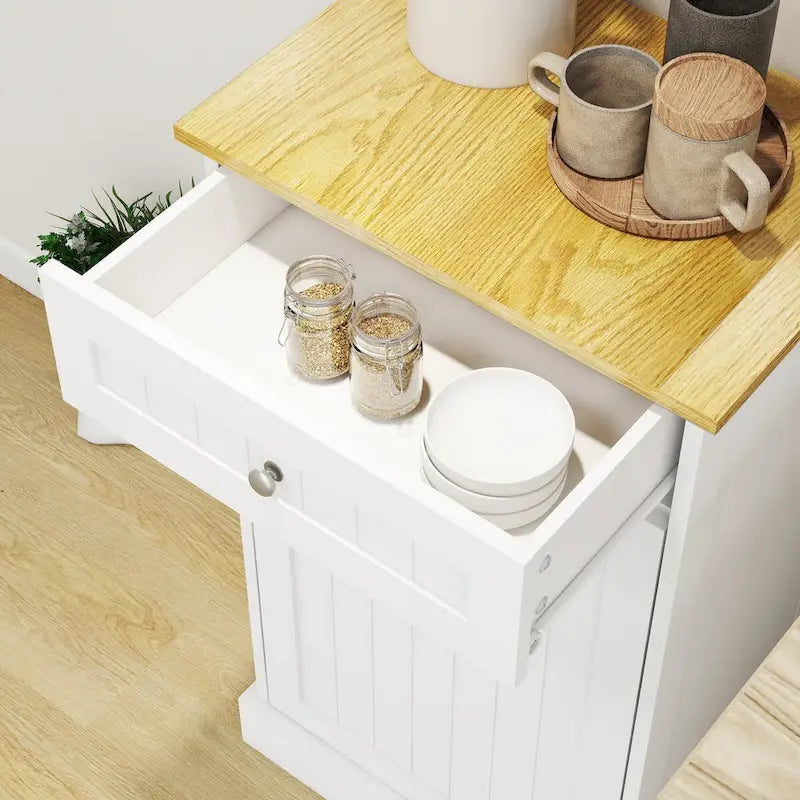 Tilt-Out Trash Cabinet with One Drawer and One Compartment
