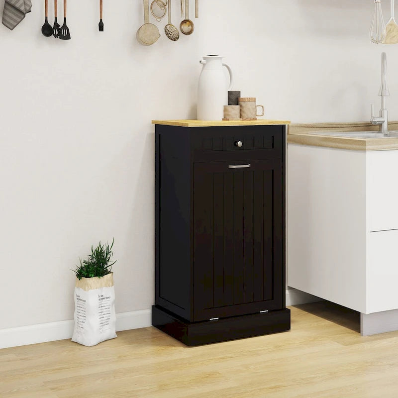 Tilt-Out Trash Cabinet with One Drawer and One Compartment