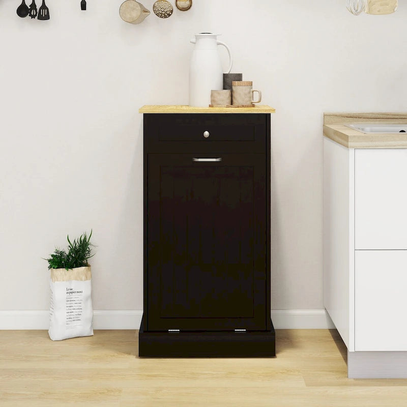 Tilt-Out Trash Cabinet with One Drawer and One Compartment