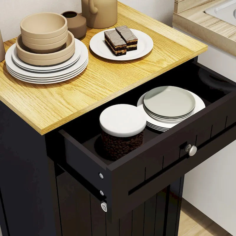 Tilt-Out Trash Cabinet with One Drawer and One Compartment