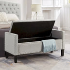 Upholstered Storage Bench with Armrest and Tufted Seat