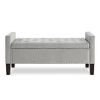 Upholstered Storage Bench with Armrest and Tufted Seat