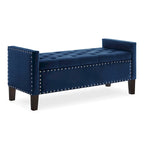 Upholstered Storage Bench with Armrest and Tufted Seat