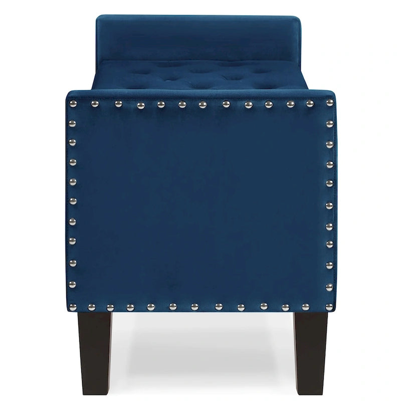 Upholstered Storage Bench with Armrest and Tufted Seat