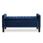 Upholstered Storage Bench with Armrest and Tufted Seat
