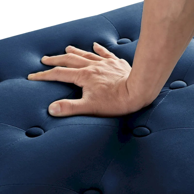 Upholstered Storage Bench with Armrest and Tufted Seat