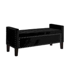 Upholstered Storage Bench with Armrest and Tufted Seat