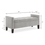 Upholstered Storage Bench with Armrest and Tufted Seat
