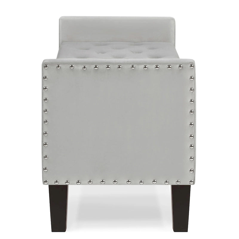 Upholstered Storage Bench with Armrest and Tufted Seat