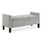 Upholstered Storage Bench with Armrest and Tufted Seat