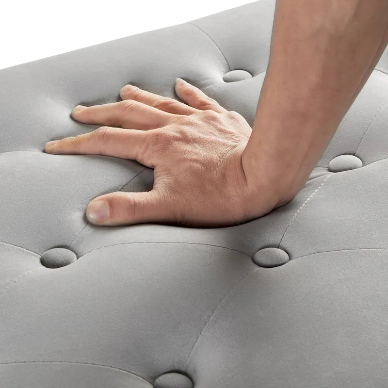 Upholstered Storage Bench with Armrest and Tufted Seat