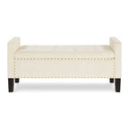 Upholstered Storage Bench with Armrest and Tufted Seat