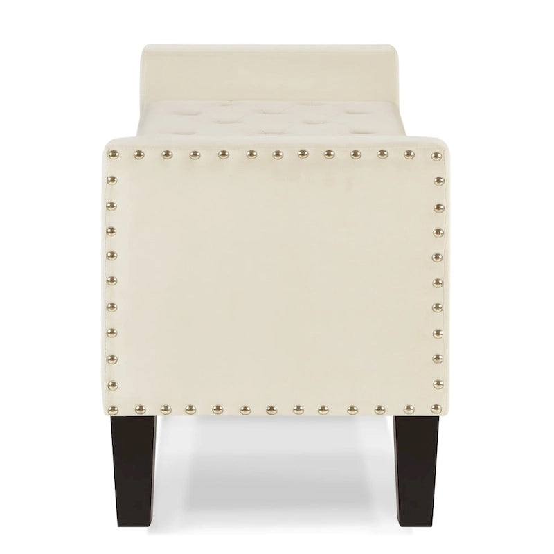 Upholstered Storage Bench with Armrest and Tufted Seat