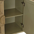 4-Door Storage Cabinet with Linen Decorated Doors and Adjustable Shelf