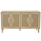 4-Door Storage Cabinet with Linen Decorated Doors and Adjustable Shelf