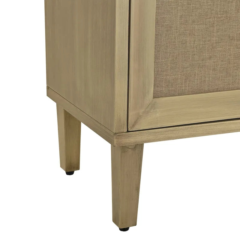 4-Door Storage Cabinet with Linen Decorated Doors and Adjustable Shelf