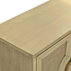 4-Door Storage Cabinet with Linen Decorated Doors and Adjustable Shelf
