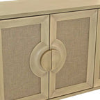 4-Door Storage Cabinet with Linen Decorated Doors and Adjustable Shelf