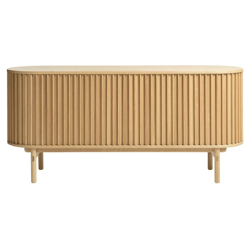 Mid-Century Modern Rounded Sliding Door Sideboard 63W, Natural - 18W x 63L x 29H
