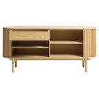 Mid-Century Modern Rounded Sliding Door Sideboard 63W, Natural - 18W x 63L x 29H