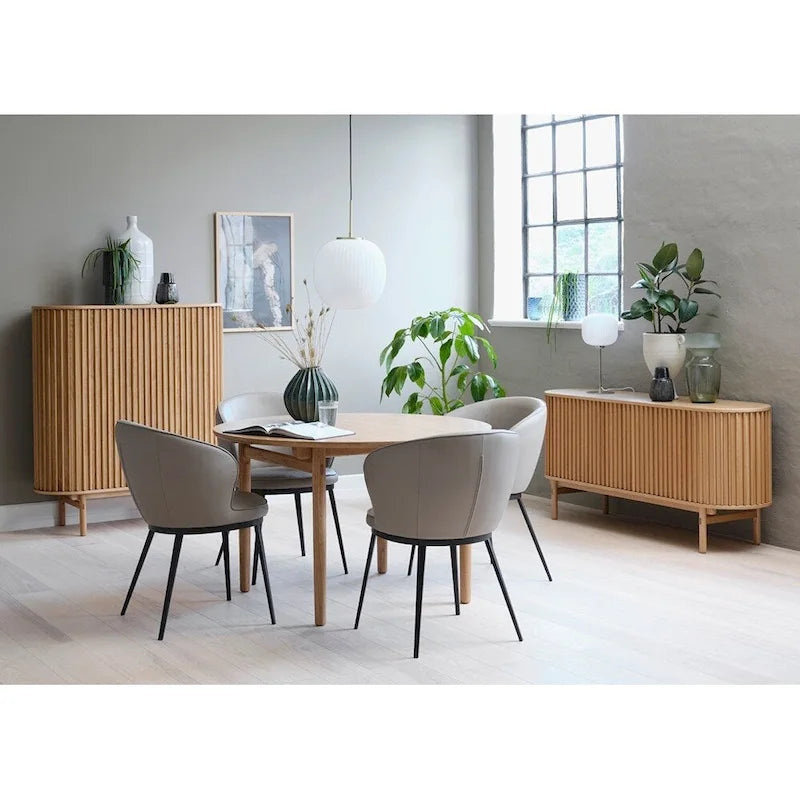 Mid-Century Modern Rounded Sliding Door Sideboard 63W, Natural - 18W x 63L x 29H