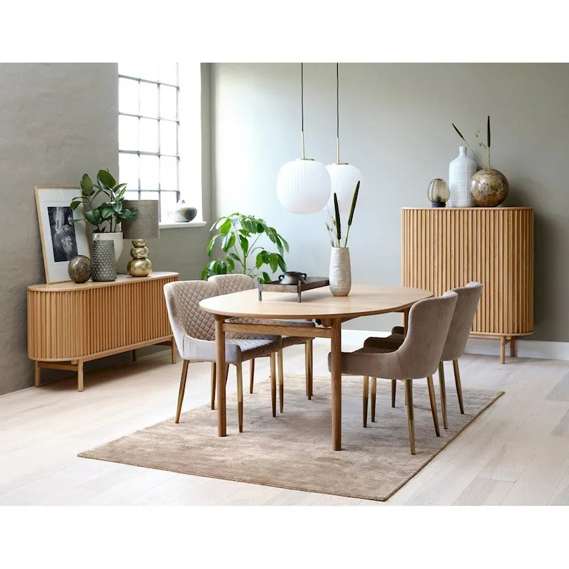 Mid-Century Modern Rounded Sliding Door Sideboard 63W, Natural - 18W x 63L x 29H