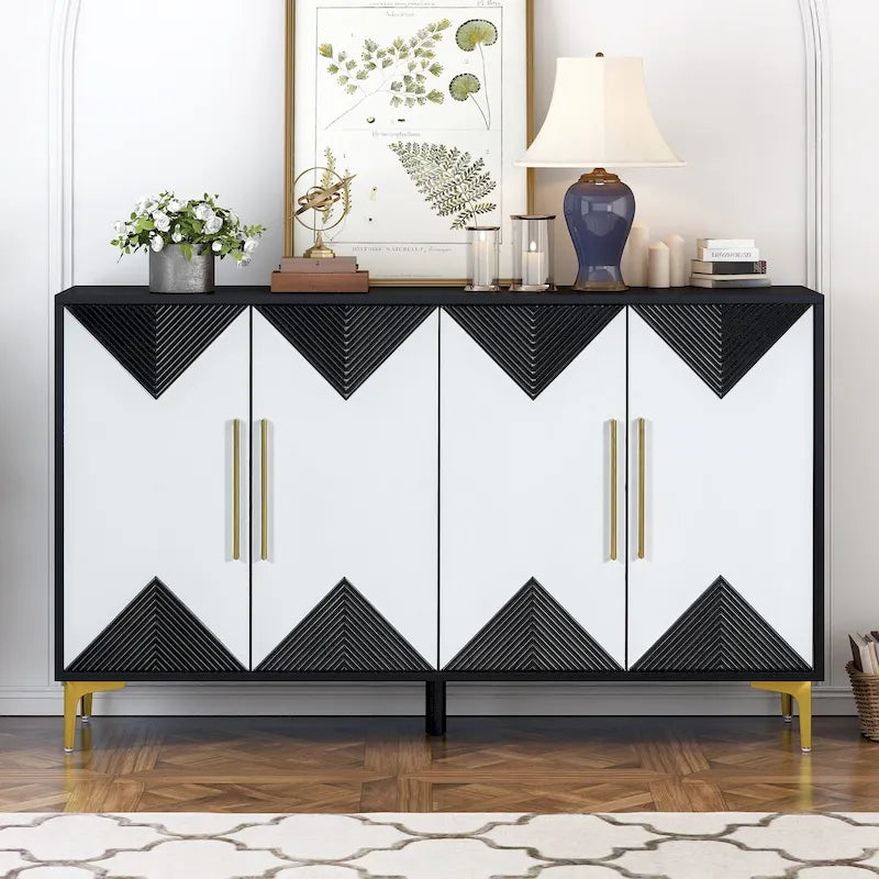 4-Door Sideboard Cabinet with Adjustable Shelves, 60 inch