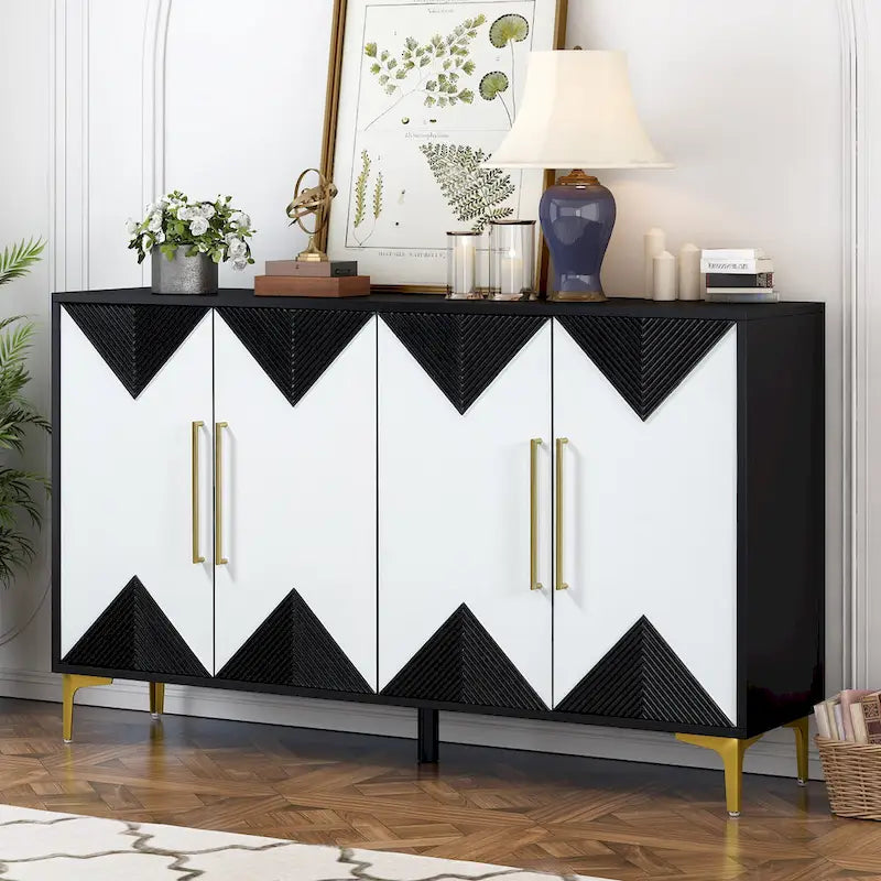 4-Door Sideboard Cabinet with Adjustable Shelves, 60 inch